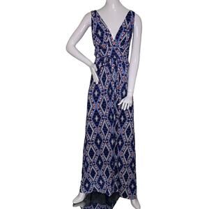 Lemon TART NWOT Maxi Dress Shania Knit Size L Jersey Material Navy Blue